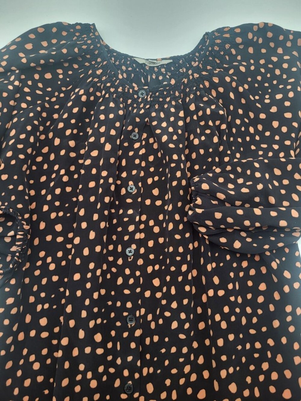 Tucker Classic Dress in Silk Crepe de Chine Ebony Dot Black SZ M - Picture 8 of 8